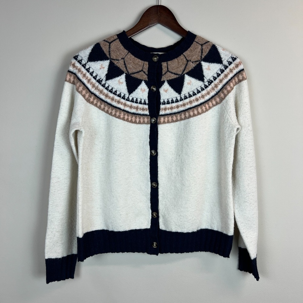 Old Ranch Cardigan Sweater Women Small Alani Fair Isle Button Up Knit Wool Blend
